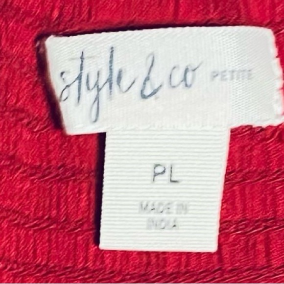 Style & Co Womens Red Top On Off Shoulder Petite L Like New♦️ - Picture 2 of 5